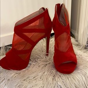 Red Peep toe Platform heels